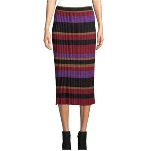 Sui by Anna Sui Colourful Striped Lurex Accent Midi Knit Skirt S